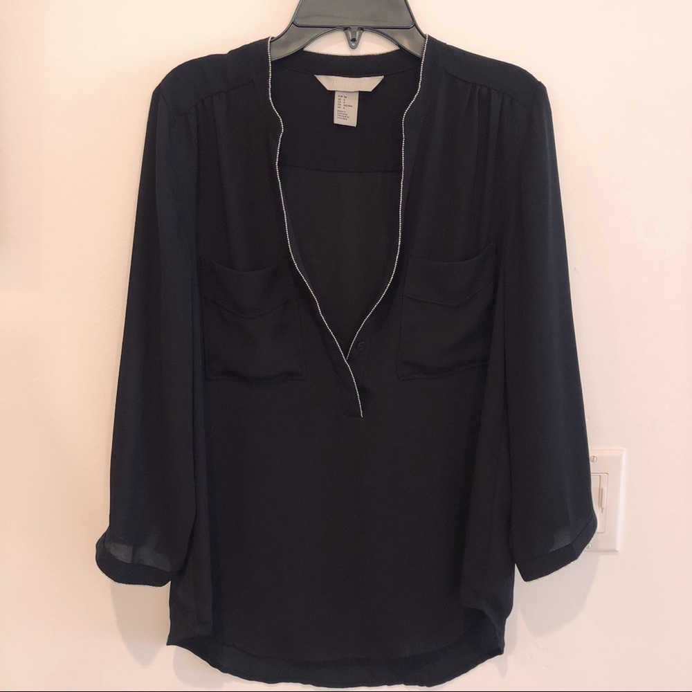 Women’s H&M black blouse with silver detailing